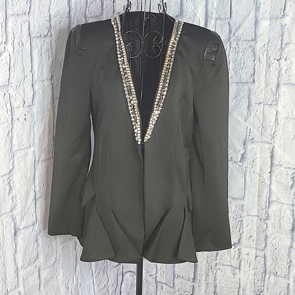 SAN JOY Black Studded and Pleated Classy Jacket Medium